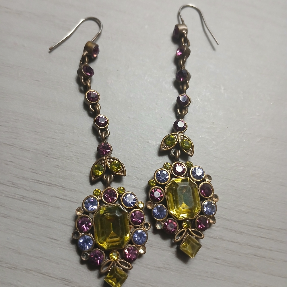 Elegant VINTAGE Multicolor Drop Earrings.. - Picture 10 of 14